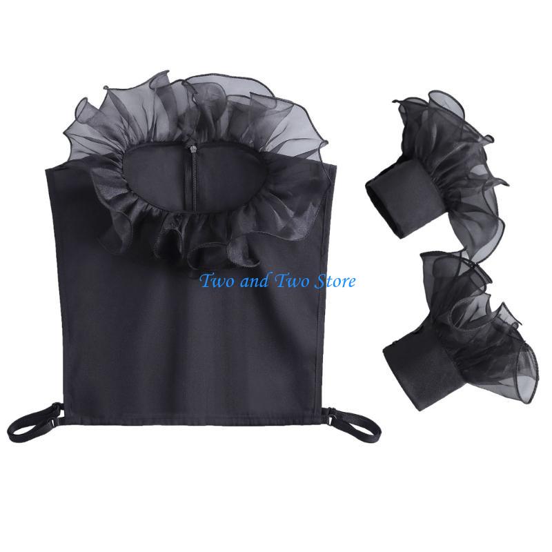 HX6F MultiPurpose Detachable Neckpiece And Cuff Sleeves Clothing Accessory for Professional Women Dress Sweater Essential
