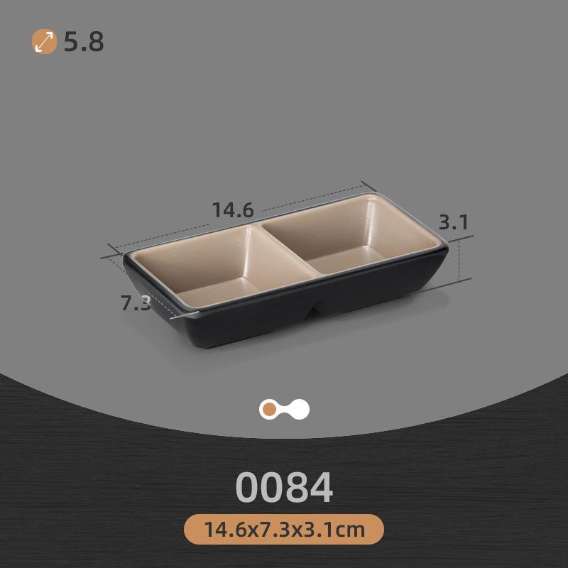 Commercial Melamine Two-Color Drop-Resistant Teacup and Imitation Porcelain Dish Set for Hot Pot Cuisine with Compartments.