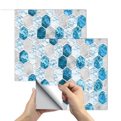 Autocollant de carrelage de dosseret bleu, 10 pièces, revêtement mural en vinyle pour la cuisine, bâton sur les carreaux de mosaïque de métro