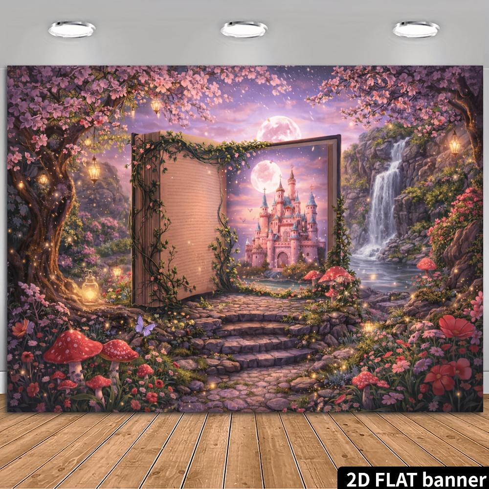 2D plane 1 piece of fairy tale theme banner background dreamy book castle theme 100x150cm