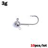 1 OUTKIT 10pcs Double Ring Head Jigs Hook Round Ball Jig Head Hook DIY Weedless Long Shank Secondary Hooks For Soft Worm Fishing