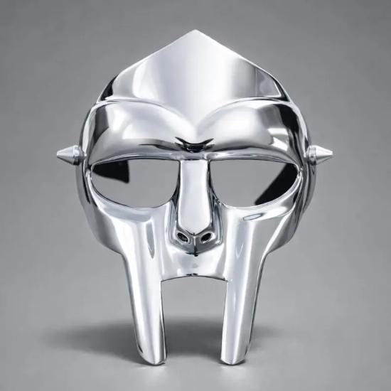 MF DOOM Inspired Gladiator Mask – Handmade Mirror Finish Metal Face Armor for Cosplay & Display