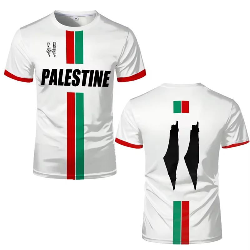 Maglietta da uomo con bandiera palestinese da calcio, stampa 3D, taglie forti, casual, ampia, sportiva, ad asciugatura rapida, traspirante, a maniche corte M