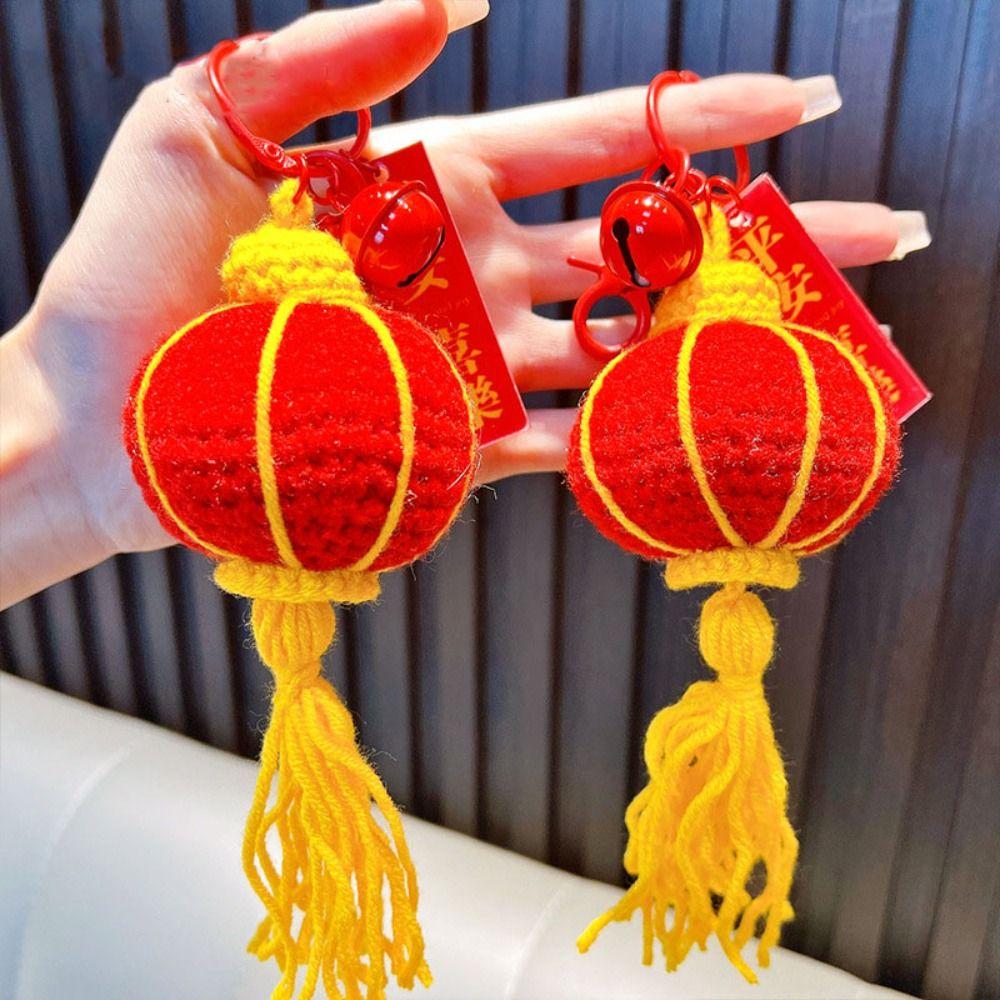 

Anti Loss Fortune Cat Dolls Rotatable Car Keying Fashion Knitted Lantern Keychain Lucky Gifts Knitted lantern