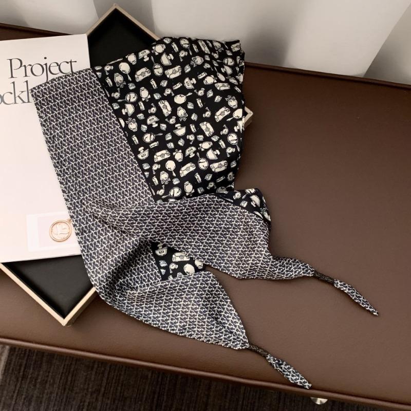 Silk scarf new fashion wheat ear cashew flower silk scarf head scarf beaded small scarf scarf triangular scarf waist tie