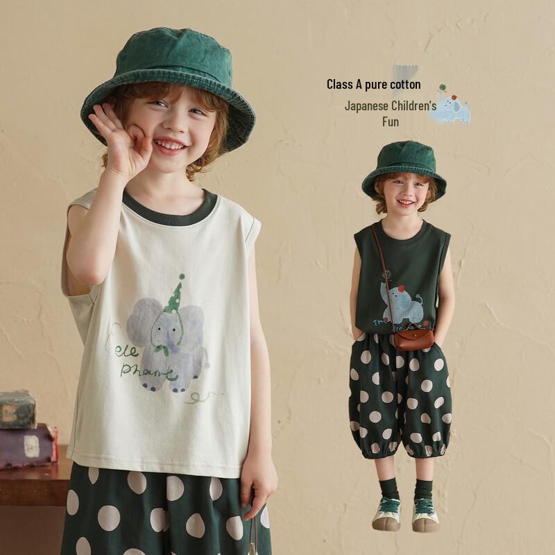 Toddler Boys Pure Cotton Printed Summer Vest 80
