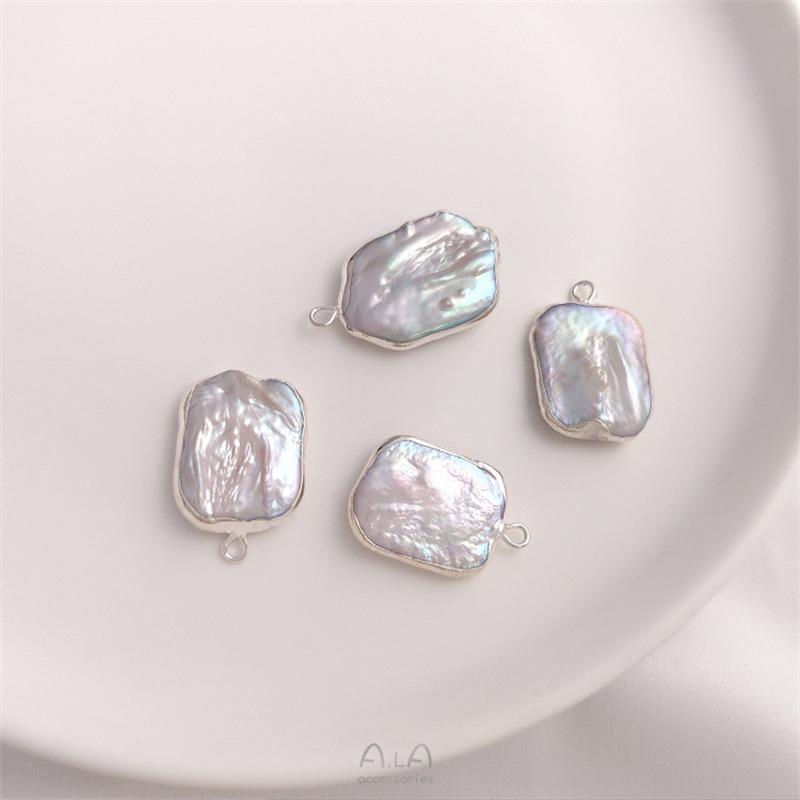 Natural Irregular Baroque Pearl Pendant: Double-Hole Square, Teardrop, Toothpick Bead for DIY