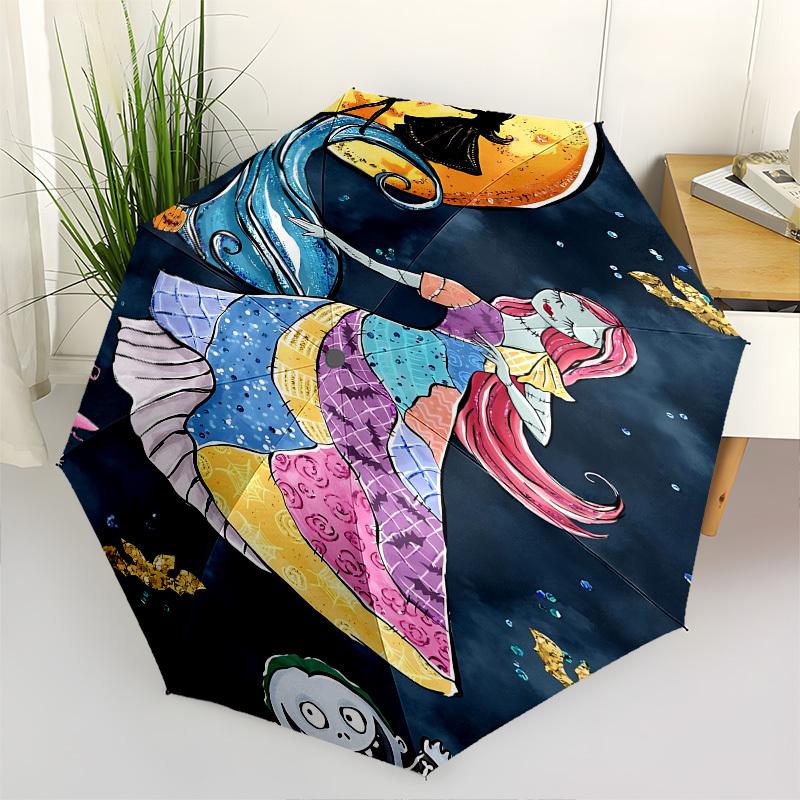

Nightmare Before Christmas Themed Automatic Opening and Closing Umbrella, Brightly Colored 8-rib Portable Umbrella, Suitable for Men and Women, A Perf