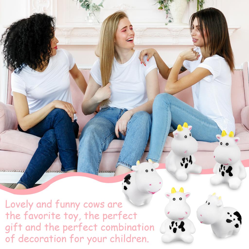 60 Pcs Cow Rubber Bath Toy Mini Rubber Cows Bulk Squeak Floating Water Cow Baby Bath Toy Fun Water Squirting Bathtime Play Farm
