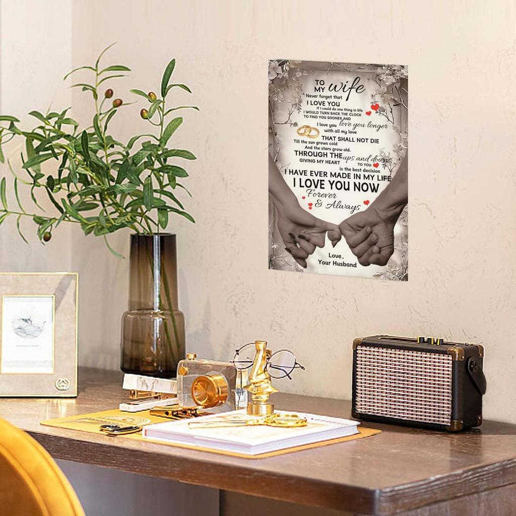 To My Wife Never Forget That I Love You Poster To My Wife Decor Metal Tin Sign For Office Home Bedroom Wedding Gifts 8x12 Inch