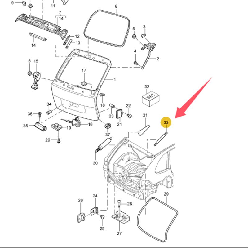 Suitable for Porsche 03-10 Cayenne Rear Window Glass Spring 95551252800