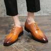 Fashion Fashion Woven Design Oxford Shoes Business Pointed Formal Leather Shoes Brogue Lace Up Moccasin Brown Black Wedding Shoes