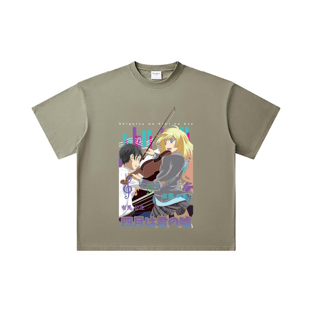 260 GSM Double Yarn 32 Count 100% Cotton Your Lie in April V1 Print Unisex Heavy Cotton T Shirt