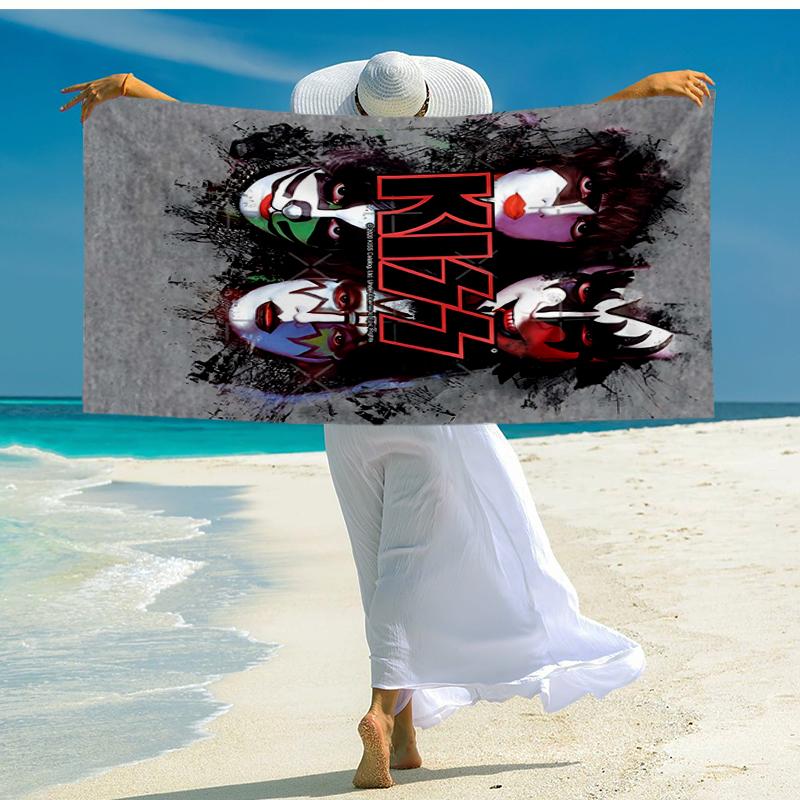 Kiss-Inspired Fashion Beach Towel: Ideal for Summer Adventures Soft, absorbent and quick drying suitable for swimming and bathing