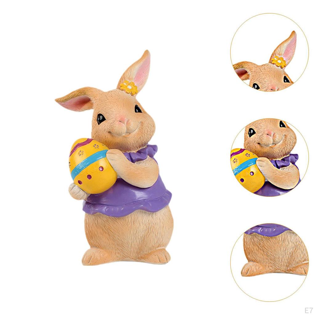Bunny Figurine for Easter, Rabbit Sculpture Tabletop Decoration