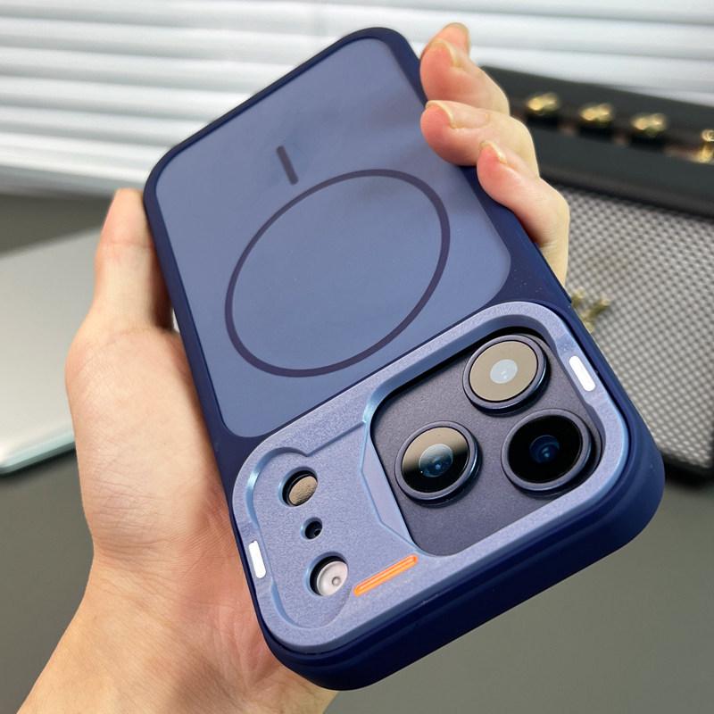 

Apple 17promax Case: Skin-Feel Magnetic Adsorption, Fine Ring, Frosted Protection for iPhone 16 iPhone 14 Plus темно-синий