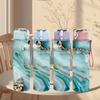 1PC Teal Gold Geode Marble Pattern 750ml Color Plastic Sports Water Bottle Leakproof Flip Straw Lid Suitable for Sports Office Home Use