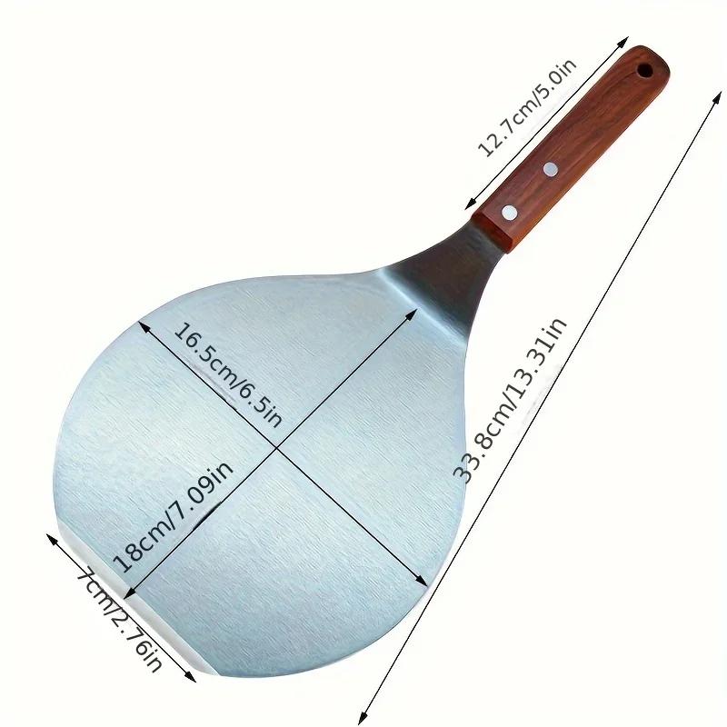 Damaly,13-inch Stainless Steel Pizza Spatula, A 13-inch Stainless Steel Pizza Spatula Equipped with A Wooden Handle.