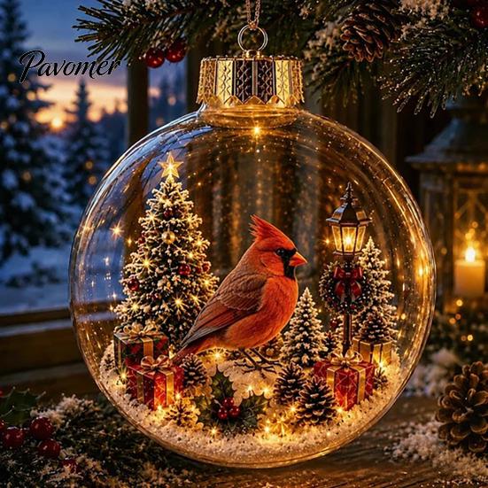 Durable Holiday Party Supplies Glowing Christmas Story Ornament, Mini Scene in Ball, Light Up Hanging Decorations for Garden Clear Plastic Ball