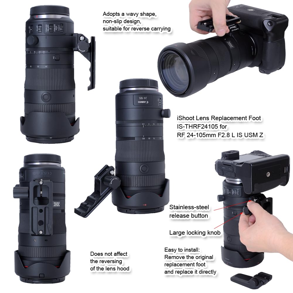 iShoot Camera Ring Tripod Lens Support Collar Compatible with Canon RF L IS USM Z Tripod Mount Ring Lens Bracket Collar Tripod Socket Compatible with