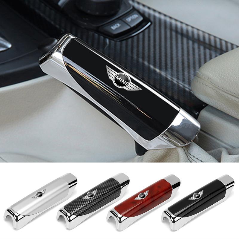 Leather Carbon Fiber Car Gear Handbrake Cover For ee1 Mini Cooper R50 R53 R55 R56 R60 R61 F54 F55 F56 F60 Interior Accessories1ee