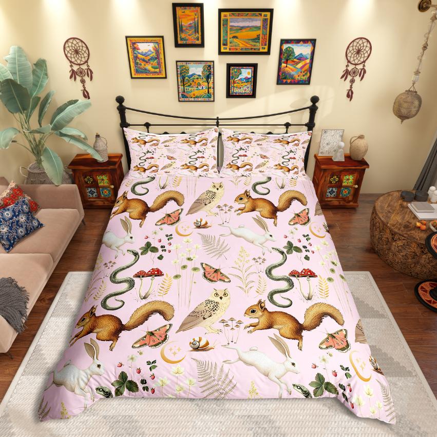 

Comforter Homewish Fox Rabbit Snake Jungle Animal For Teens Bedding Setflower Mushroom Decor Comforter (quilt)-EU Single(135*200cm)3pcs