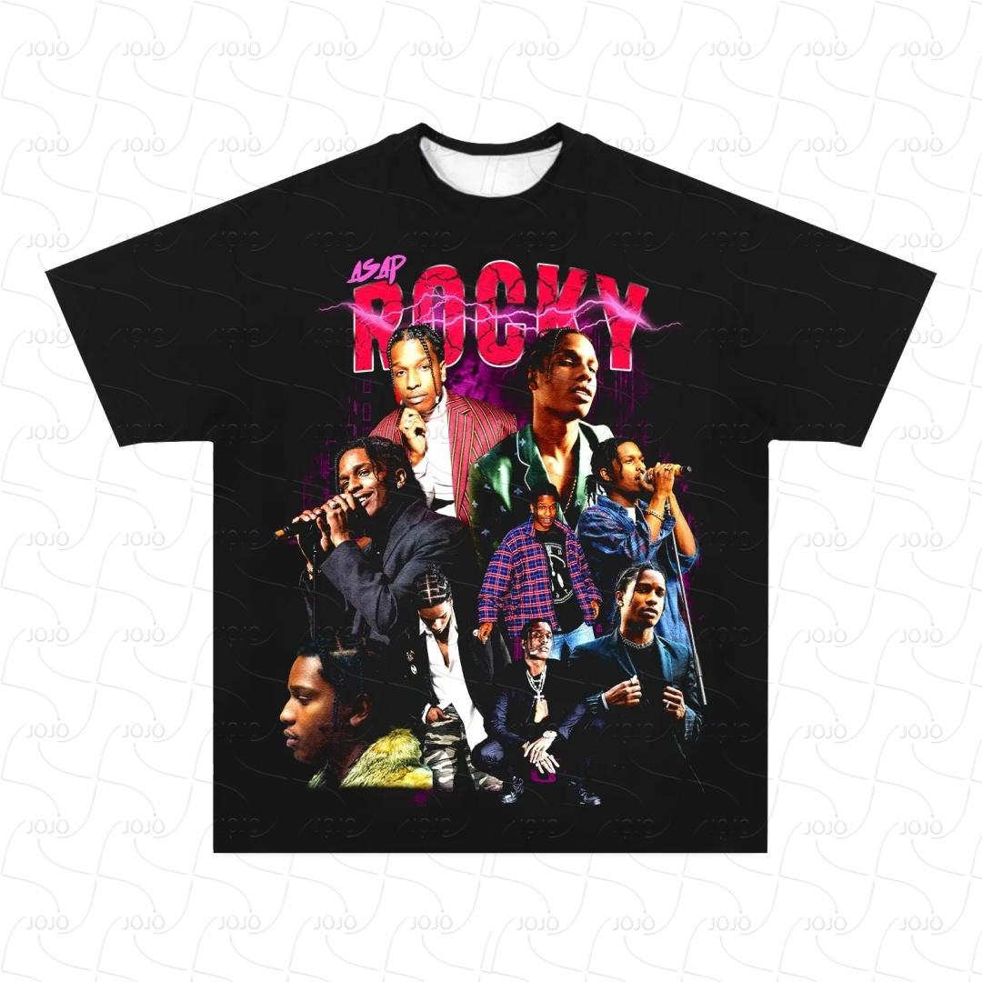 

Футболка с ретро-графикой рэпера ASAP Rocky, мужская хип-хоп одежда, футболки Y2k, унисекс, модная, оверсайз, гетто-гангстерский топ S