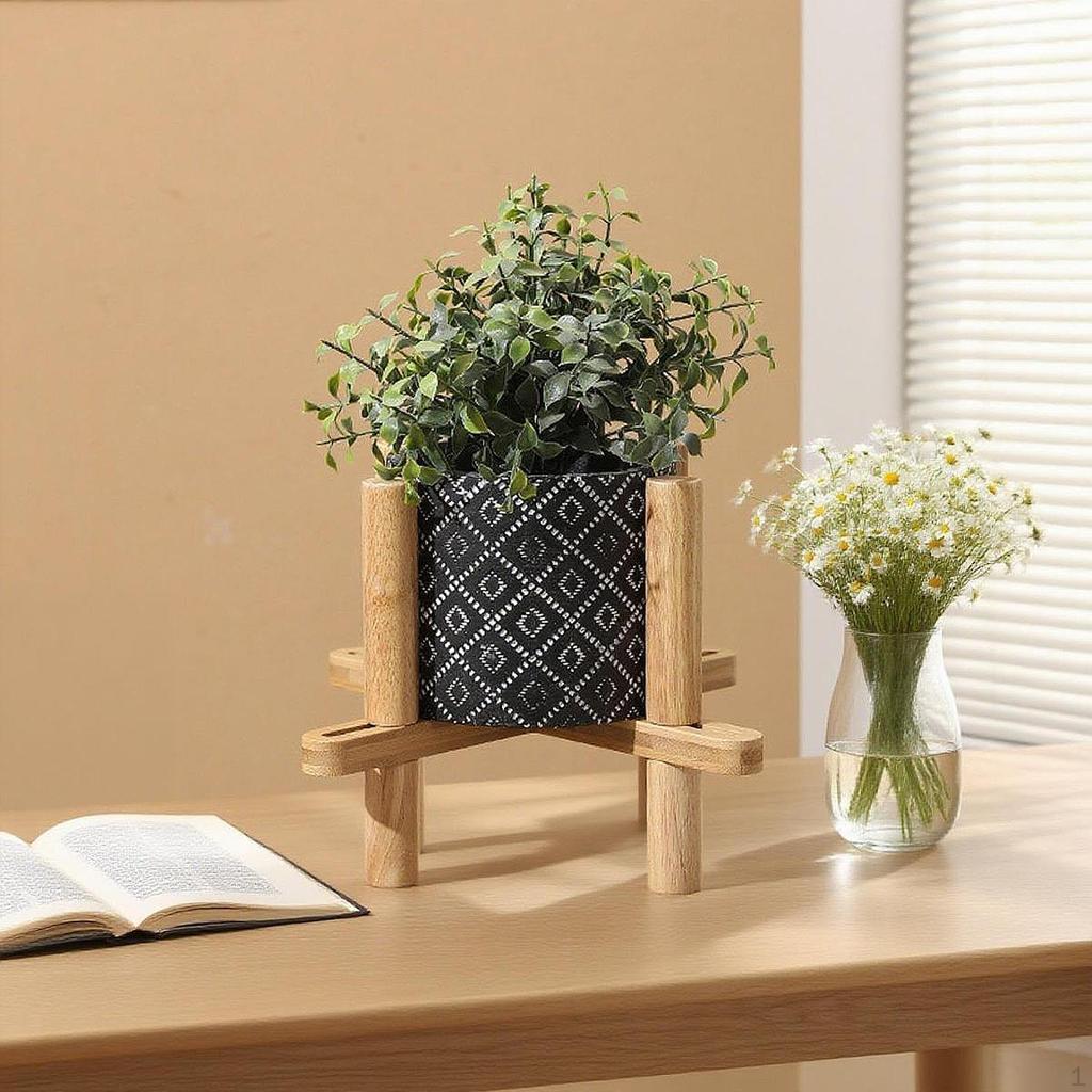 Adjustable Plant Stand Flower Pot Holder Minimalist Display Rack Wooden for Balcony