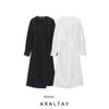 Araltay New Arrival Fashion Style Women's Clothing Fashion Pure Cotton Long Sleeves V-neck Wrap Shirt Skirt Dress