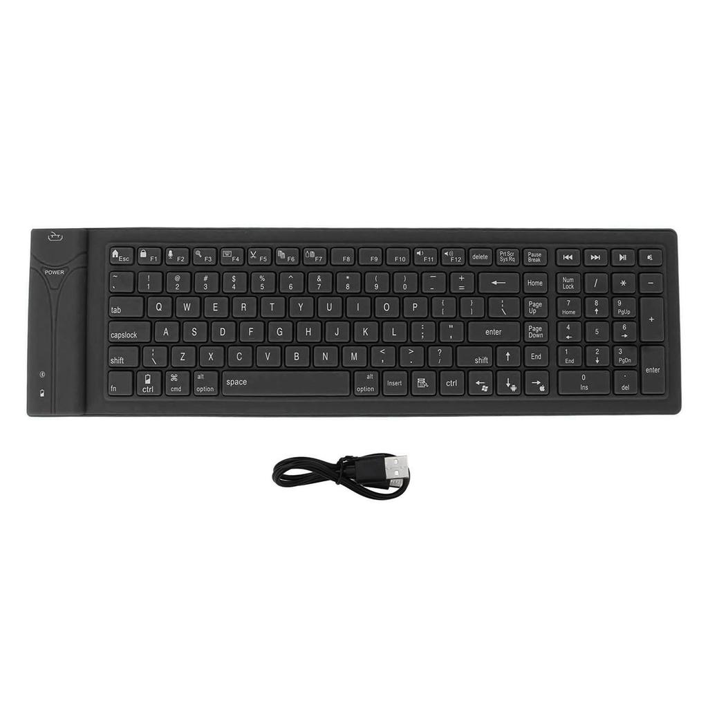 Foldable Silicone Keyboard 108 Keys Waterproof Full Sealing Design Mute Typing Foldable Keyboard