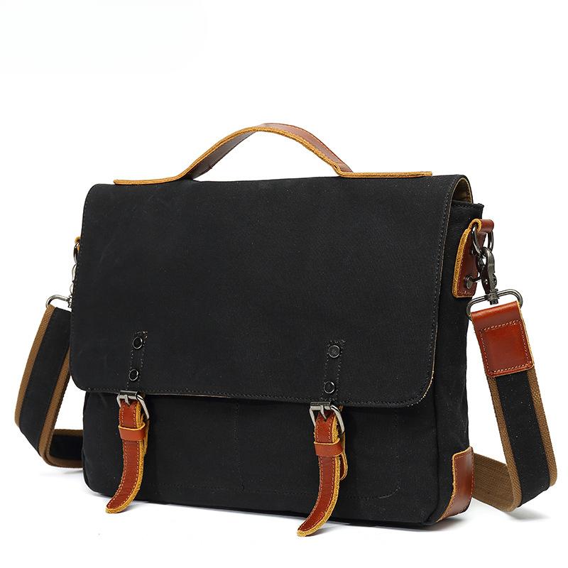 

Холщовая сумка через плечо для мужчин и женщин, повседневная деловая сумка через плечо, студенческий спортивный рюкзак через плечо чёрный