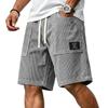 Pantaloncini Casual da Uomo in Velluto a Coste con Coulisse in Vita e Stampa con Lettere Applicate, Vestibilità Rilassata, Lunghezza al Ginocchio, per l'Uso Quotidiano