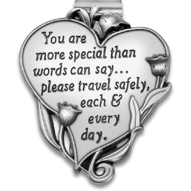 Heart-Shaped Visor Clip Car Sun Visor Accessories Medal Bless Driving Safety Gift for Parent, Family, Friend, New and Old Driver (1)