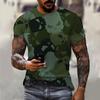 Fashionable New Camouflage Hip-Hop Pattern Men's Printed T-shirt Casual Round Neck Comfortable Short Sleeved Top