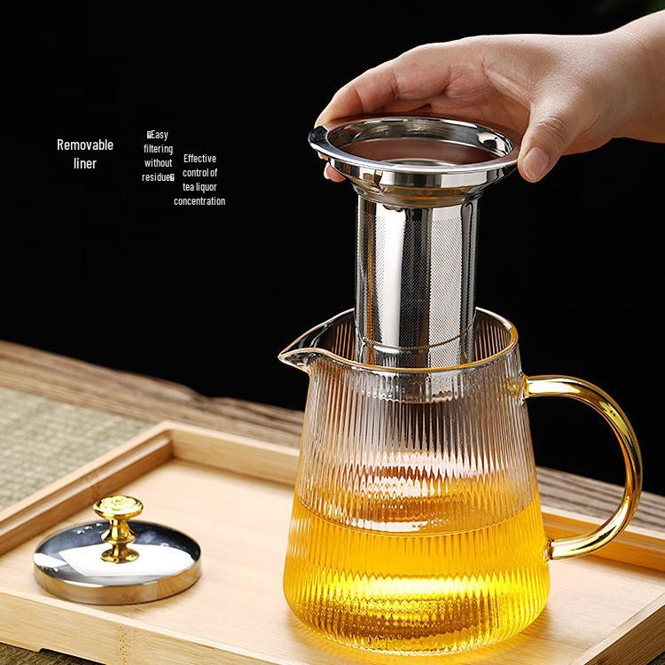 2026 Thickened Glass Teapot with Integrated Infuser – High-Temperature Resistant for Home Brewing