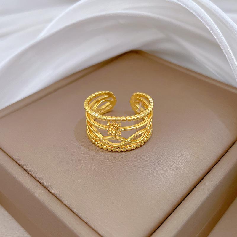 Real Gold Minimalist Fengsen Ring Opening Adjustable Simple Jewelry Japanese Ring Couple Ring