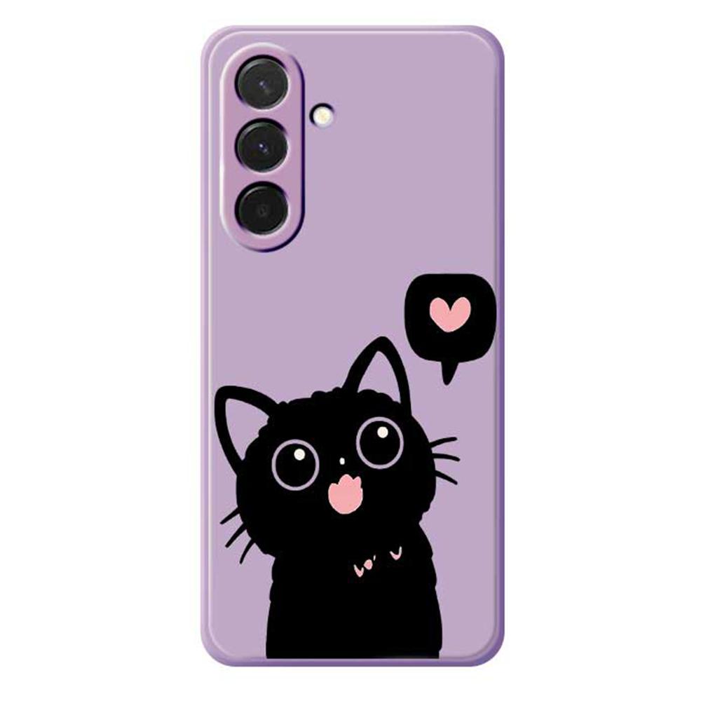 For Samsung Galaxy A36 5G Case Love Black Cat Pattern Printing Straight Edge TPU Phone Back Cover