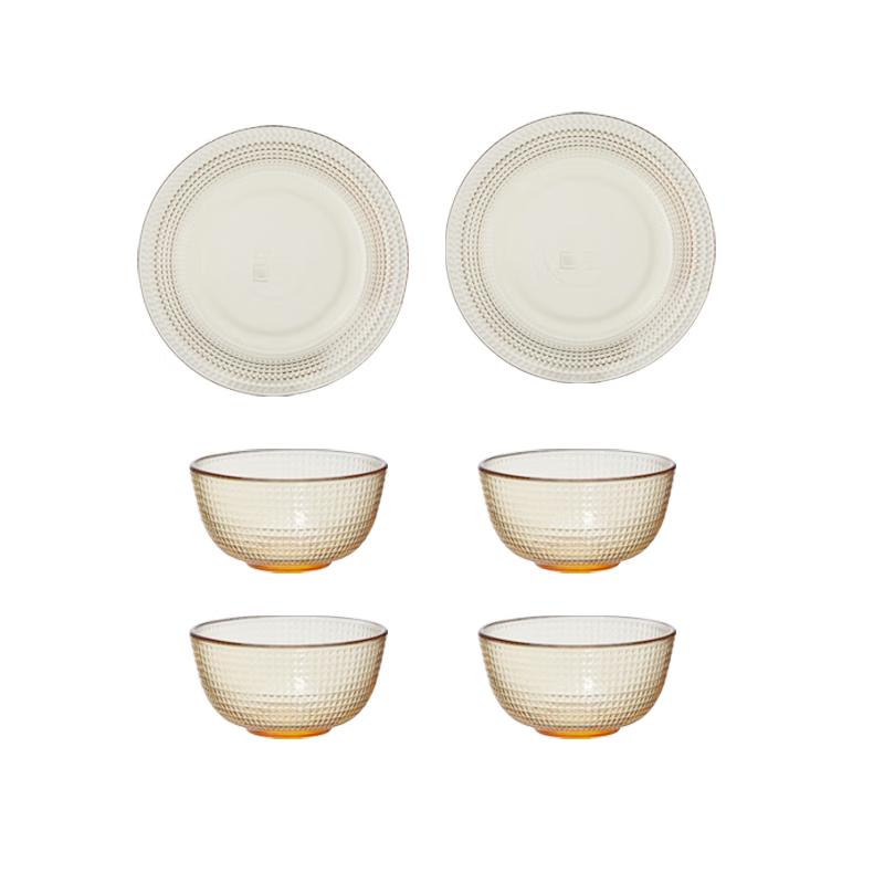 

YFYP-2026 Amber Glass Dinnerware Set 6-Piece Set
