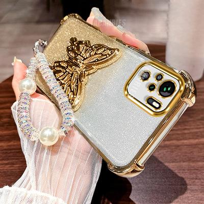 Cordon pour Note10s Support Papillon Plaqué Étui en Silicone Pour Xiaomi Redmi Note 10 Pro 10s 10pro 4g Housse avec Support Anti-choc Note10