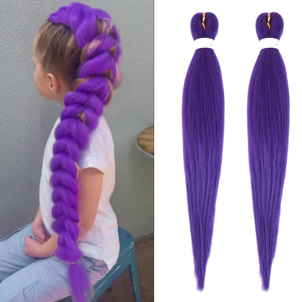 Little Witch Academia Rumi Cosplay Pruik Paarse Gevlochten Paardenstaart voor Kinderen & Volwassenen Halloween Feest Kostuum Accessoire 26inches&2 pcs gray