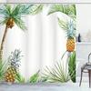 Pineapple Fruit Tropical Shower Curtain For Bathroom Decor Summer Green Leaves Blue Yellow Printed Fabric Waterproof With Hooks