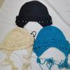 New simple hand-woven three-dimensional flower hat for women with a small face, imitation pearl tassel wool headhat, thin