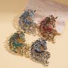 Vintage Rhinestone Horse Head Brooches for Women Zodiac Animal Pins Casual Party Accessories New Year Gifts Friends