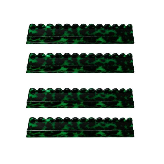 1/4Pcs Mahjong Rack with Detachable Magnetic Pusher Scalloped Acrylic Mah Jongg Tile Holder