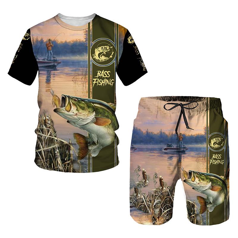 Hip Hop T-shirt Men 2-piece Set Summer Short Sleeve Tops Shorts Casual Oversized Streetwear Clothes Tracksuit Set