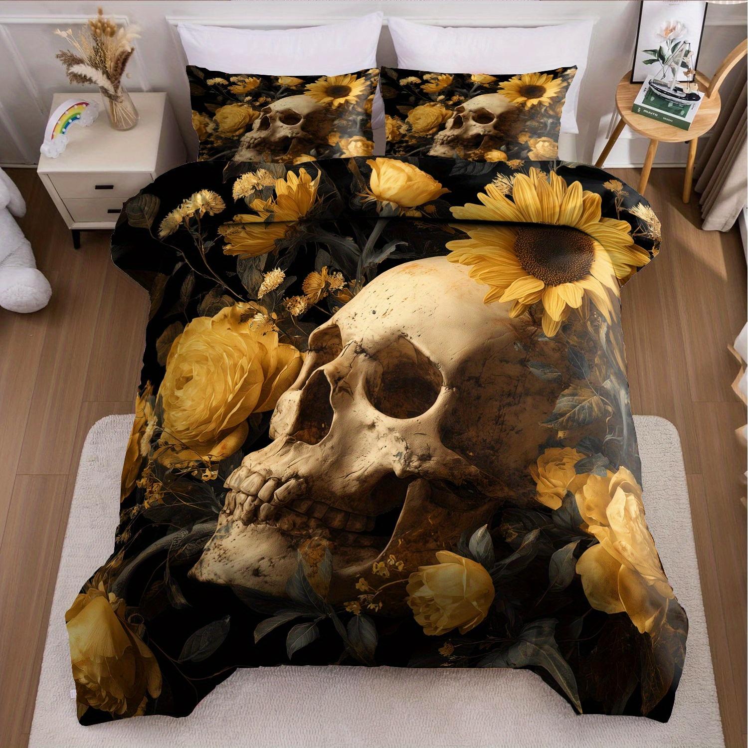 

3pcs Halloween Pumpkin Monster Duvet Cover Set without Core, Quilt Cover with 2 PillowcasesSoft and Machine Washable EU Twin(135x200cm)