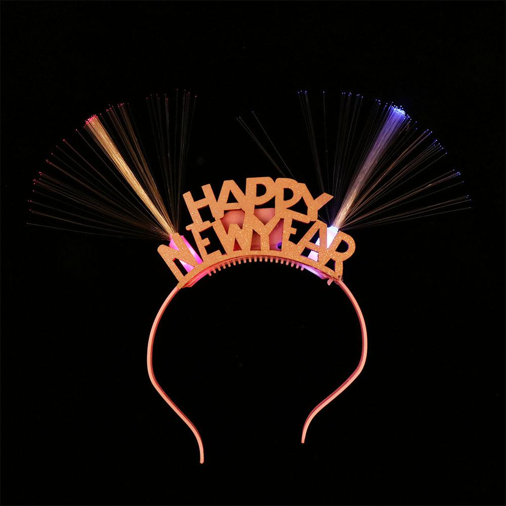 Plastic 2024 Happy New Year Headband LED Glow New Year Headdress LED Glow Headpiece New Year Gift