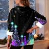 Women's Fashion Casual Long Sleeve Christmas Printed Hooded Sweatshirt