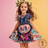 Kuromi New Summer Girls Dress Labubu 3D Printed Fashionable Cartoon Cute Princess Girls Clothes Skirt Party Labubu