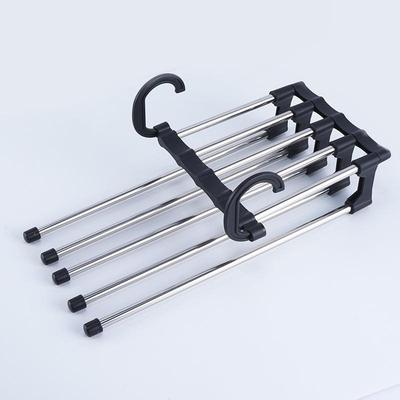 5 In 1 Multifunction Pant Rack Hanger Stainless Steel Wardrobe Adjustable Magic Trouser Hangers Towel Shelves Closet Organizer